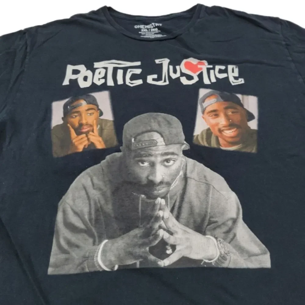 Tupac Poetic Justice Shirt Size 2XL By Chemistry 2 Pac Graphic Print Shirt Black